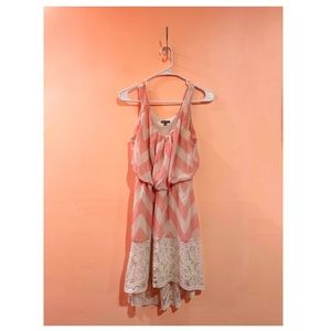 Pink & White High Low Dress